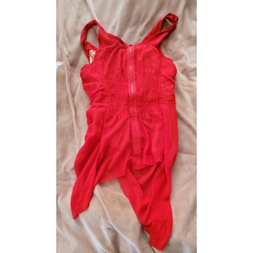 Byron Lars Ruched Red Top Size 2 Very Good Condition - Picture 2 of 5
